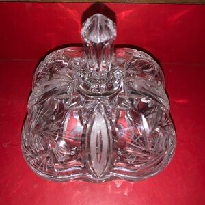 Beautiful Cut & Etched Crystal Lidded Bowl Pinwheel & Star